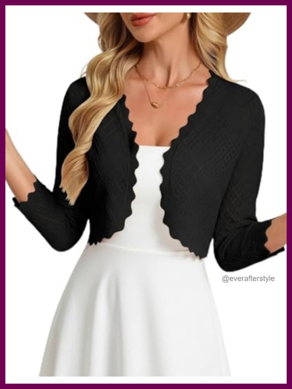 Women's Crochet Bolero Shrug 3/4 Sleeve Cardigan Open Front Knit